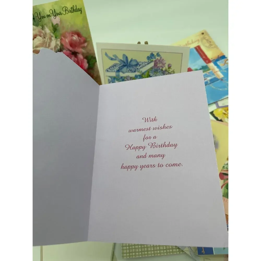 Lot of 20 Unused Happy Birthday Greeting Cards USA Made Floral Lighthouse Mixed